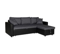 Happy Garden Canapé d'angle convertible CLARK 3 places gris chiné et noir