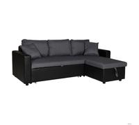Canapé d'angle convertible CLARK 3 places gris chiné et noir