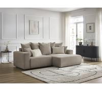 Canapé d'angle convertible coffre ATILLA tissu chiné taupe angle droit BOBOCHIC 3 places Angle droit Taupe