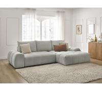 Canapé d'angle convertible coffre EVEREST tissu texturé gris clair angle droit BOBOCHIC 3 places Angle droit Gris clair