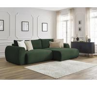 Canapé d'angle convertible coffre LUCIEN gros côtelé doux vert angle droit BOBOCHIC 4 places Angle droit Vert