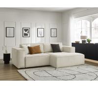 Canapé d'angle convertible coffre NINA velours côtelé beige angle droit BOBOCHIC 3 places Angle droit Beige