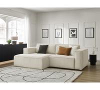 Canapé d'angle convertible coffre NINA velours côtelé beige angle gauche BOBOCHIC 3 places Angle gauche Beige