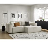 Canapé d'angle convertible coffre NINA velours côtelé gris clair angle droit BOBOCHIC 3 places Angle droit Gris clair