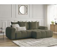Canapé d'angle convertible coffre ROXELANE tissu bouclette vert angle droit BOBOCHIC 3 places Angle droit Vert