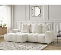 Canapé d'angle convertible coffre ROXELANE tissu chiné blanc angle gauche BOBOCHIC 3 places Angle gauche Blanc