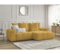 Canapé d'angle convertible coffre ROXELANE tissu chiné jaune angle droit BOBOCHIC 3 places Angle droit Jaune