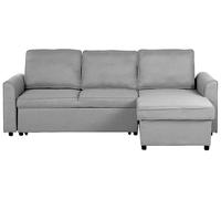 Canapé d'Angle Convertible Côté Gauche en Tissu Gris Clair avec Fonction Lit et Espace Rangement Spacieux pour Salon Style Moderne Beliani