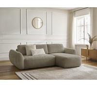 Canapé d'angle convertible DENISE tissu texturé taupe angle droit BOBOCHIC 3 places Angle droit Taupe