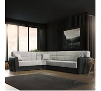 Canapé d'angle convertible Dgytkjæ - Dmora - En tissu - Noir, Gris 305x238h91 cm