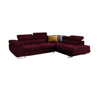 Canapé d'angle convertible droit 4 places Wilson velours Bordeaux