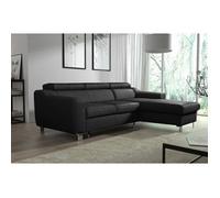 Canapé d'angle convertible en cuir italien de luxe 5 places ASTORIA, noir, angle droit