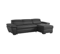Canapé d'angle convertible en cuir JONOVA - Anthracite - Angle droit - Cuir - Convertible - Gris