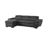 Canapé d'angle Vente-Unique Canapé d'angle convertible en cuir JONOVA - Anthracite - Angle gauche