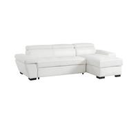 Vente-unique - Canapé d'angle Convertible en Cuir JONOVA - Blanc - Angle Droit