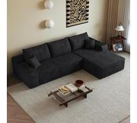 Canapé d'angle convertible en forme de L avec méridienne droite Noir | Canapé modulaire moderne de 270 cm avec assise profonde, pas de montage nécessaire, pour salon, chambre à coucher