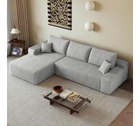 Canapé d'angle convertible en forme de L avec méridienne gauche, gris | Canapé modulaire moderne de 270 cm avec assise profonde, pas de montage nécessaire, pour salon, chambre à coucher