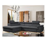 Canapé d'angle convertible en tissu avec coffre de rangement FABIEN - Anthracite - Angle gauche