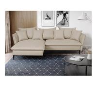 Canapé d'angle convertible en tissu beige LAZARE - Angle gauche