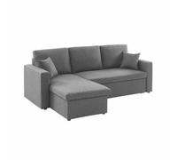 Canapé D'angle Convertible En Tissu Gris Chiné Foncé - Ida - 3 Places Fauteuil D'angle Réversible Gris