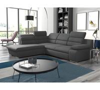 Canapé d'angle convertible en tissu PYLOS - Anthracite - Angle gauche Gris anthracite
