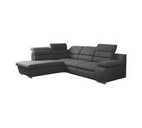 Vente-unique - Canapé d'angle Convertible en Tissu PYLOS - Anthracite - Angle Gauche
