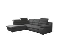 Canapé d'angle convertible en tissu PYLOS - Anthracite - Angle gauche