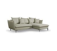 Canapé d'angle convertible en tissu vert clair LAZARE - Angle droit