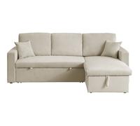Canapé d'angle convertible en velours côtelé ""Alain"" - 3 places - Beige
