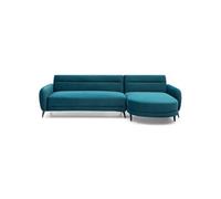 Canapé d'Angle Convertible en Velours "Milan" 283cm Bleu Canard