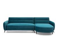 Canapé d'Angle Convertible en Velours "Milan" 283cm Bleu Canard Bleu G