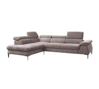 Canapé d'angle Convertible en Velours Taupe SEPINA de PASCAL MORABITO - Angle Gauche