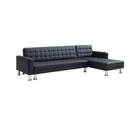 Canapé d'angle convertible et réversible en simili noir WILLIS II