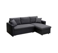 Canapé d'angle convertible et réversible en tissu anthracite et noir GAZUR II