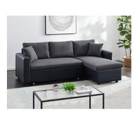 Canapé d'angle convertible et réversible en tissu anthracite et noir GAZUR II