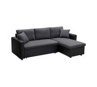 Canapé d'angle convertible et réversible en tissu anthracite et noir GAZUR II