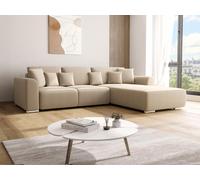 Canapé d'angle convertible et réversible en tissu beige MELTANA