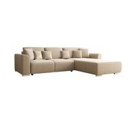 Canapé d'angle convertible et réversible en tissu beige MELTANA