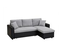 Canapé d'angle convertible et réversible en tissu gris clair et noir GAZUR II Noir, Gris clair