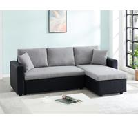 Canapé d'angle convertible et réversible en tissu gris clair et noir GAZUR II Noir, Gris clair