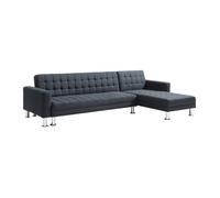Canapé d'angle convertible et réversible en tissu noir WILLIS II