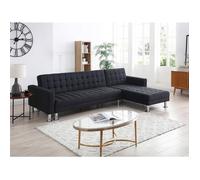 Canapé d'angle convertible et réversible en tissu noir WILLIS II
