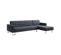 Canapé d'angle convertible et réversible en tissu noir WILLIS II