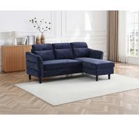 Canapé d'angle convertible et réversible en tissu texturé bleu nuit VANERSI