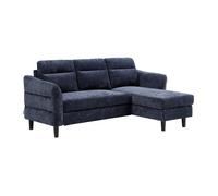 Canapé d'angle convertible et réversible en tissu texturé bleu nuit VANERSI