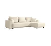 Canapé d'angle convertible et réversible en velours côtelé beige NESSARO