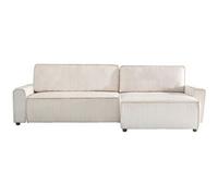 Canapé d'angle convertible et reversible en velours côtelé "Montaigne" - 3 places - Beige
