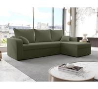 Canapé d'angle convertible et réversible en velours côtelé vert kaki ONABIA
