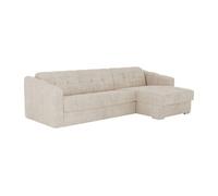 Canapé d'angle convertible et réversible express en tissu texturé beige - Couchage 140 cm - Matelas 14 cm DARIELO