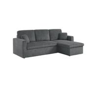 sweeek - Canapé d'angle Convertible et réversible. Velours côtelé Grosse côte Gris foncé. 3 Places